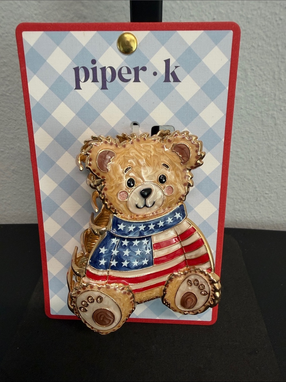Piper K | America’s Teddy Bear 4th Of July 🧸 Hair Clip 🇺🇸